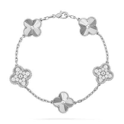 [Kismet Jewels ]CLOVER 5 MOTIF SILVER DIAMOND BRACELET