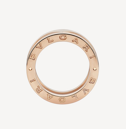 [Kismet Jewels ]ZERO 1 TWO-BAND LOOPS AND WHITE CERAMIC SPIRAL PINK GOLD RING