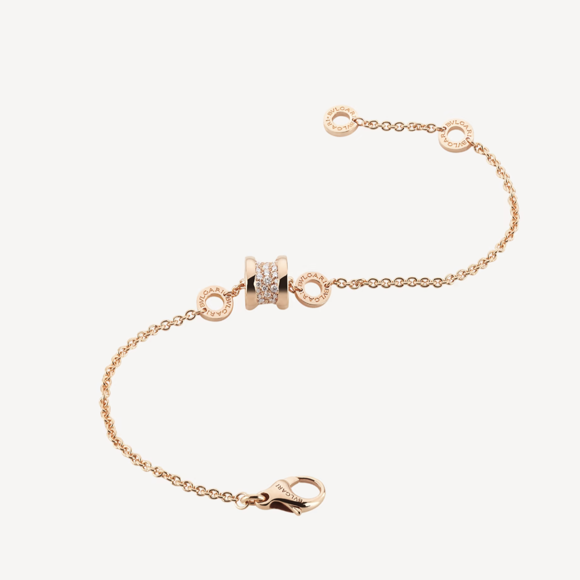 [Kismet Jewels ]ZERO 1 SOFT PINK GOLD WITH PAVED DIAMONDS ON THE SPIRAL BRACELET