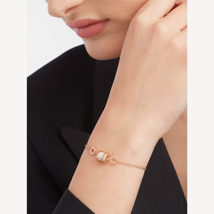 [Kismet Jewels ]ZERO 1 SOFT PINK GOLD WITH PAVED DIAMONDS ON THE SPIRAL BRACELET