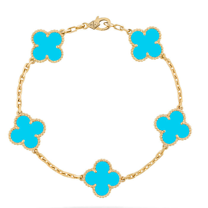 [Kismet Jewels ]CLOVER 5 MOTIFS TURQUOISE BRACELET