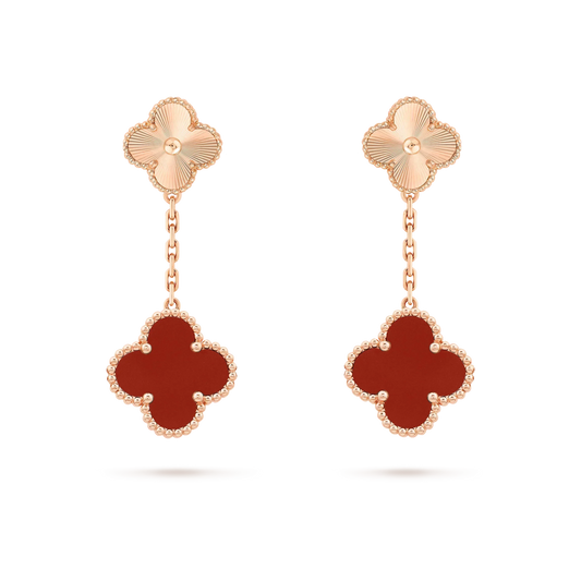 [Kismet Jewels ]CLOVER 2 MOTIF  LASER CARNELIAN EARRINGS