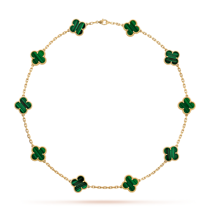 [Kismet Jewels ]CLOVER 10 MOTIFS MALACHITE NECKLACE
