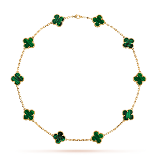 [Kismet Jewels ]CLOVER 10 MOTIFS MALACHITE NECKLACE
