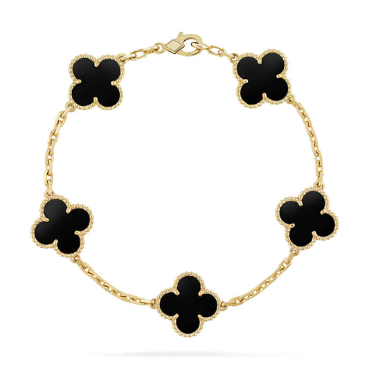 [Kismet Jewels ]CLOVER  5 MOTIFS BLACK ONYX BRACELET