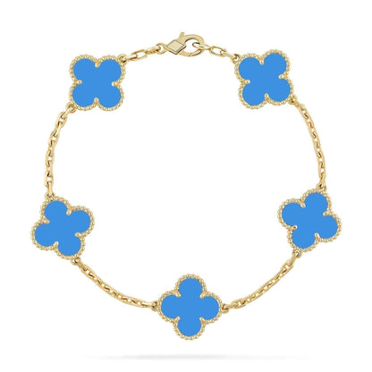 [Kismet Jewels ]CLOVER 5 MOTIFS BLUE AGATE BRACELET