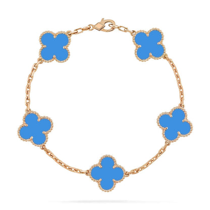 [Kismet Jewels ]CLOVER 5 MOTIFS BLUE AGATE BRACELET