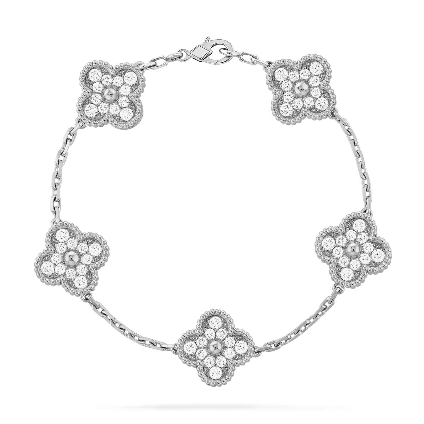 [Kismet Jewels ]CLOVER 5 MOTIFS  DIAMOND BRACELET SILVER