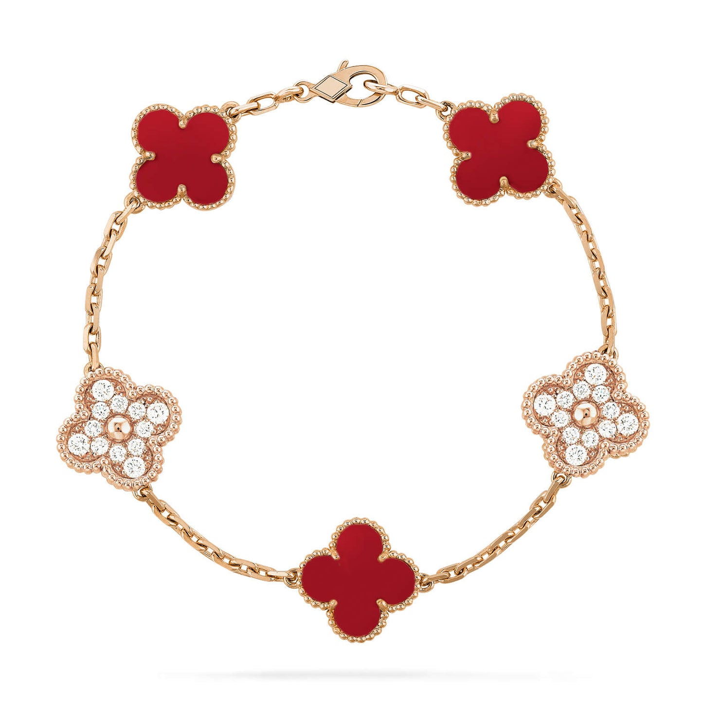 [Kismet Jewels ]CLOVER 5 MOTIFS CARNELIAN DIAMOND BRACELET