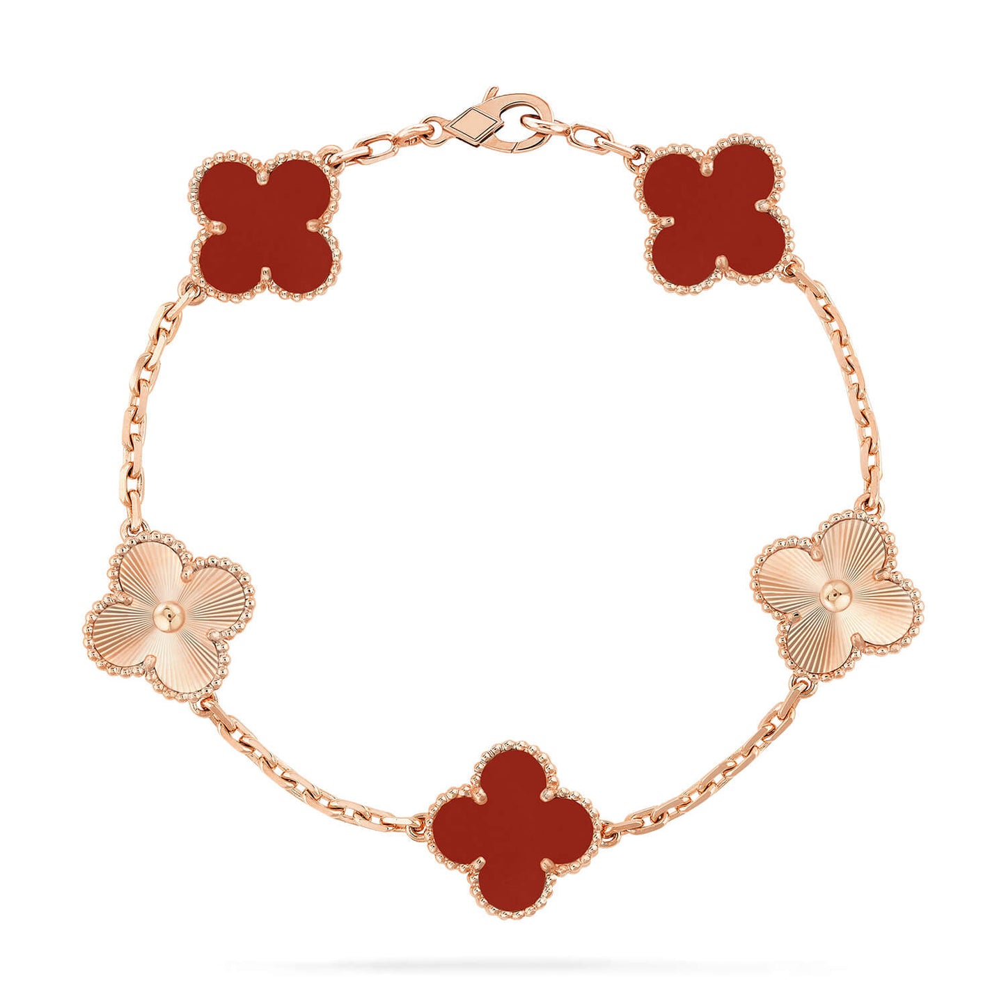 [Kismet Jewels ]CLOVER  5 MOTIFS CARNELIAN GOLD BRACELET