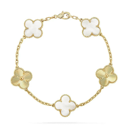[Kismet Jewels ]CLOVER BRACELET 5 MOTIF WHITE MOP PINK GOLD