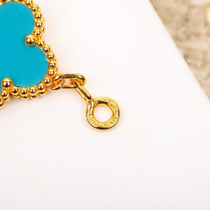 [Kismet Jewels ]CLOVER 5 MOTIF TURQUOISE DIAMOND GOLD BRACELET