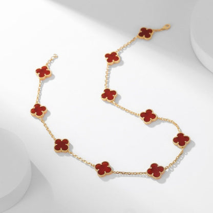 [Kismet Jewels ]CLOVER 10 MOTIFS CARNELIAN NECKLACE