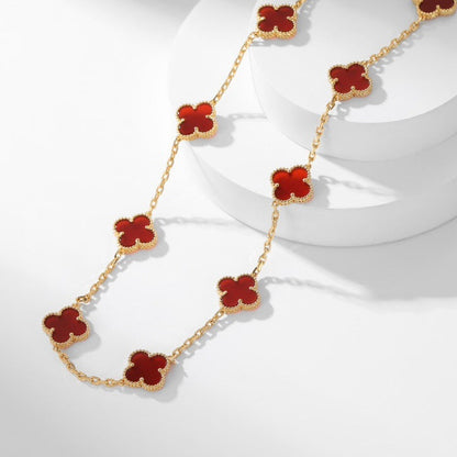 [Kismet Jewels ]CLOVER 10 MOTIFS CARNELIAN NECKLACE