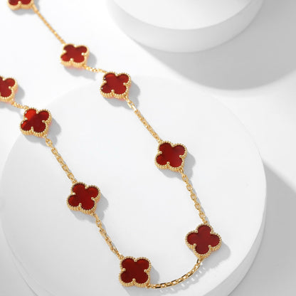 [Kismet Jewels ]CLOVER 10 MOTIFS CARNELIAN NECKLACE