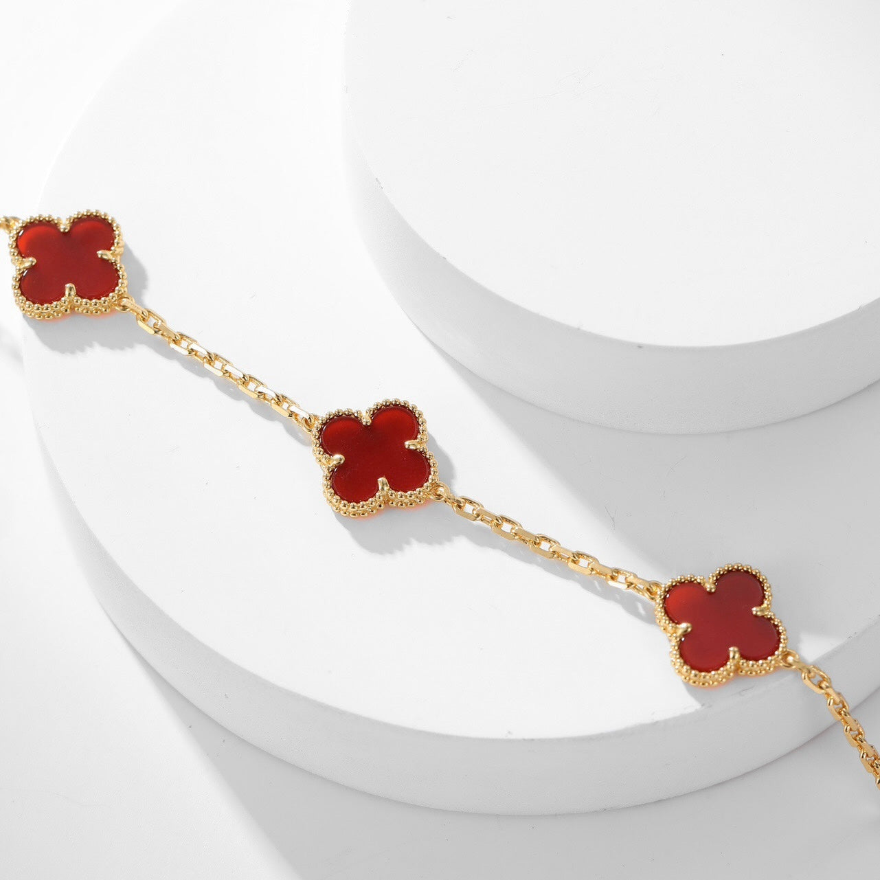 [Kismet Jewels ]CLOVER 10 MOTIFS CARNELIAN NECKLACE