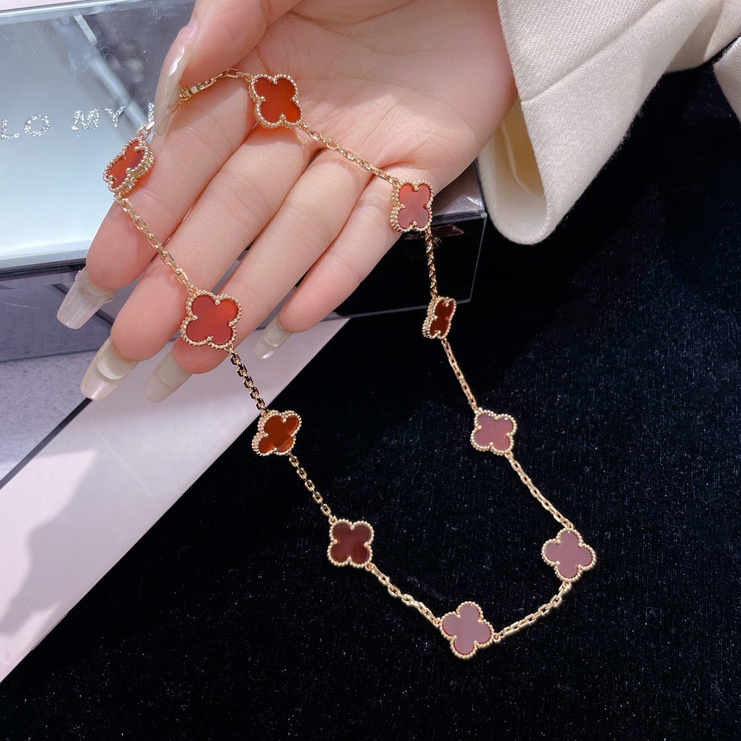 [Kismet Jewels ]CLOVER 10 MOTIFS CARNELIAN NECKLACE