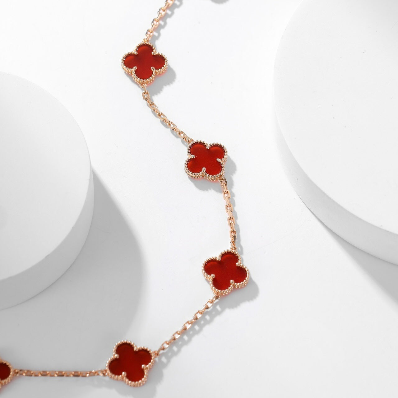 [Kismet Jewels ]CLOVER 10 MOTIFS CARNELIAN NECKLACE