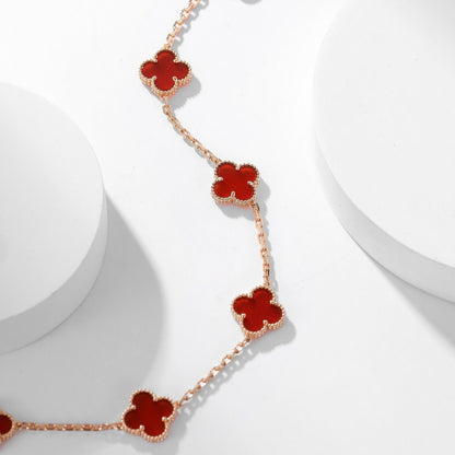 [Kismet Jewels ]CLOVER 10 MOTIFS CARNELIAN NECKLACE