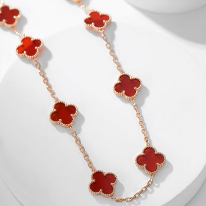 [Kismet Jewels ]CLOVER 10 MOTIFS CARNELIAN NECKLACE