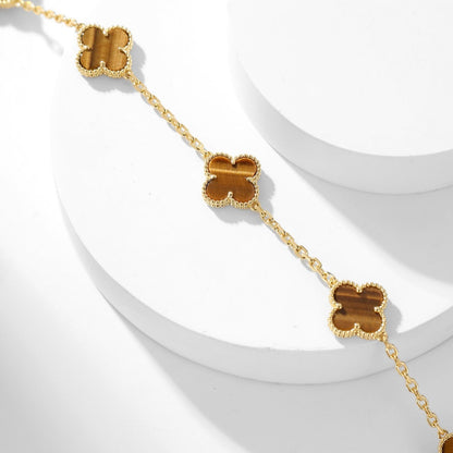 [Kismet Jewels ]CLOVER 10 MOTIFS TIGER EYE NECKLACE