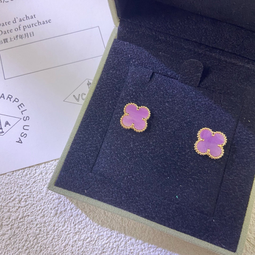 [Kismet Jewels ]CLOVER MINI 9.5MM  PURPLE VIOLET EARRINGS