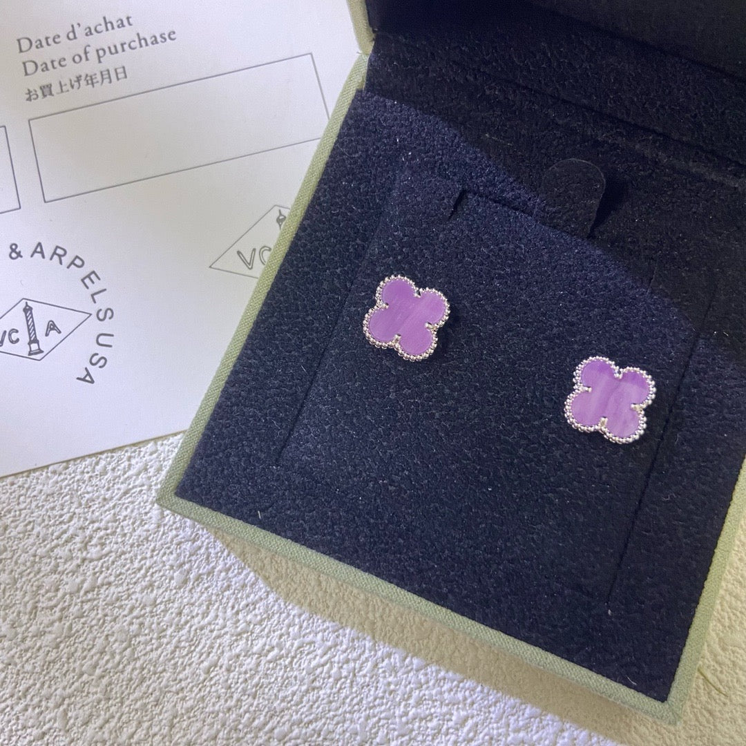 [Kismet Jewels ]CLOVER MINI 9.5MM  PURPLE VIOLET EARRINGS