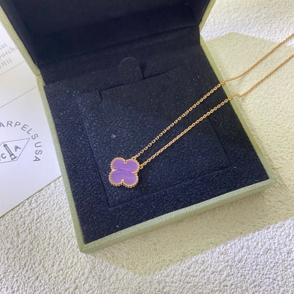 [Kismet Jewels ]CLOVER 15MM  PURPLE VIOLET NECKLACE