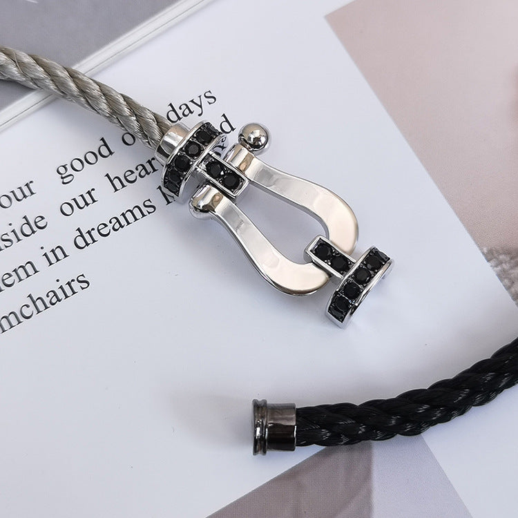 [Kismet Jewels ]FORCE LARGE HORSESHOE BLACK DIAMOND BRACELET SILVER