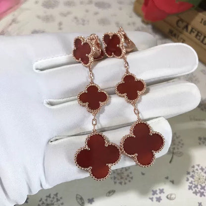 [Kismet Jewels ]CLOVER 3 MOTIF CARNELIAN DROP EARRINGS