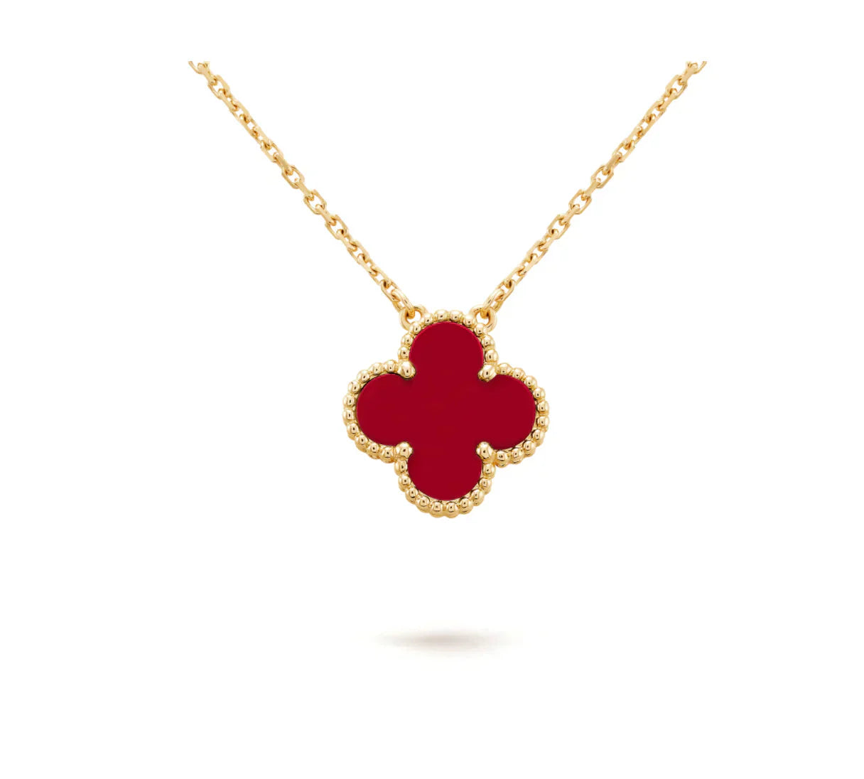[Kismet Jewels ]CLOVER 15MM CARNELIAN SINGLE FLOWER NECKLACE