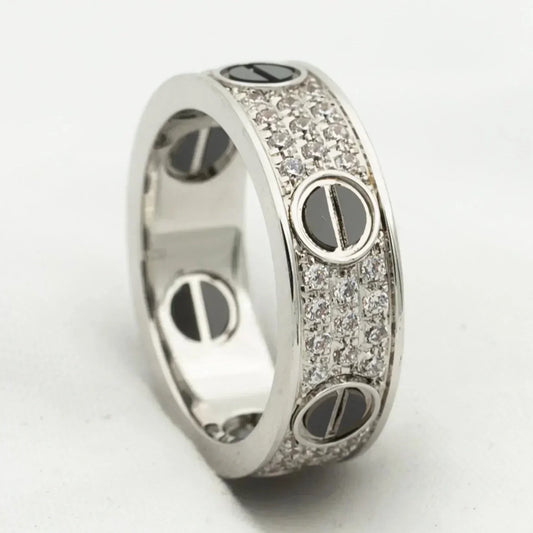 [Kismet Jewels ]LOVE RING 5.5MM DIAMONDS PAVED CERAMIC