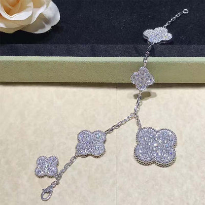 [Kismet Jewels ]CLOVER 6 MOTIFS SILVER DIAMOND BRACELET