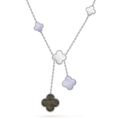 [Kismet Jewels ]CLOVER MOP CHALCEDONY NECKLACE SILVER 6 MOTIF