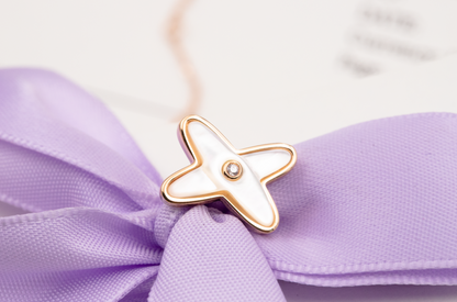 [Kismet Jewels ]JEUX DE WHITE MOP ROSE GOLD DIAMOND EARRINGS