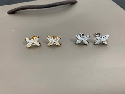 [Kismet Jewels ]JEUX DE WHITE MOP SILVER DIAMOND EARRINGS