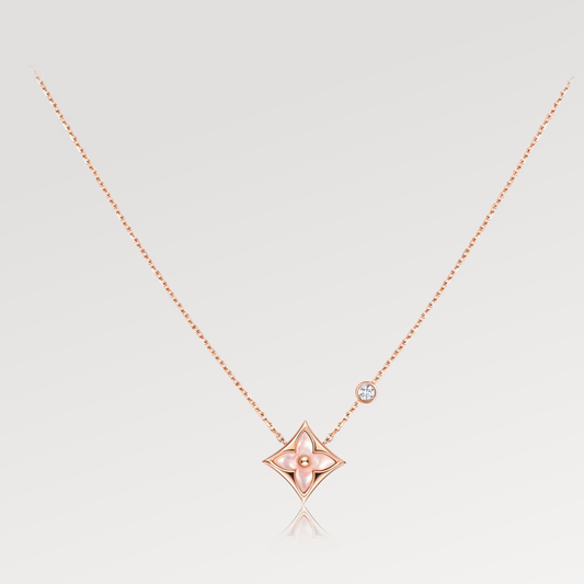 [Kismet Jewels ]STAR PINK MOP 1 DIAMOND PINK GOLD NECKLACE