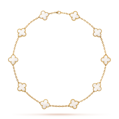 [Kismet Jewels ]CLOVER 10 MOTIFS WHITE MOTHER OF PEARL NECKLACE
