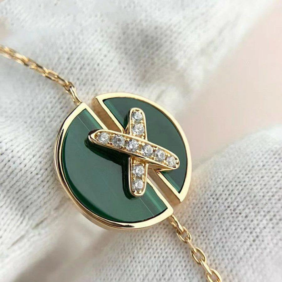 [Kismet Jewels ]JEUX DE BRACELET MALACHITE PINK GOLD DIAMONDS