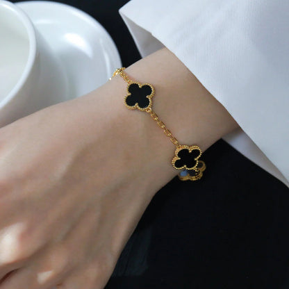[Kismet Jewels ]CLOVER  5 MOTIFS BLACK ONYX BRACELET