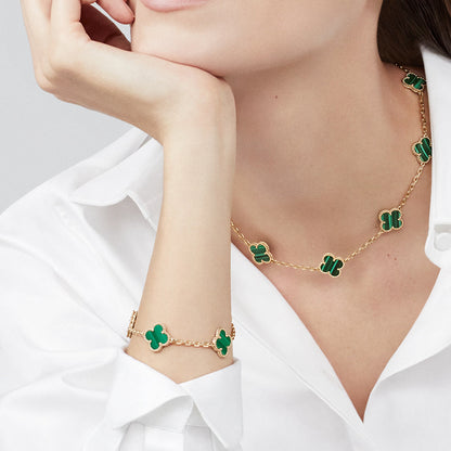 [Kismet Jewels ]CLOVER 10 MOTIFS MALACHITE NECKLACE