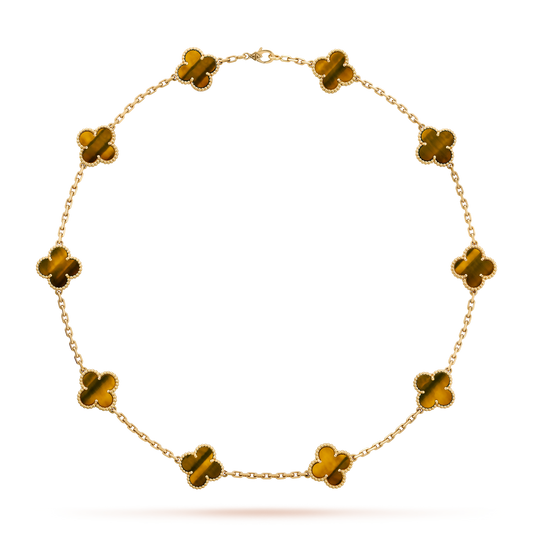 [Kismet Jewels ]CLOVER 10 MOTIFS TIGER EYE NECKLACE