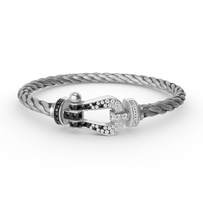 [Kismet Jewels ]FORCE LARGE HORSESHOE BLACK WHITE DIAMOND BRACELET SILVER