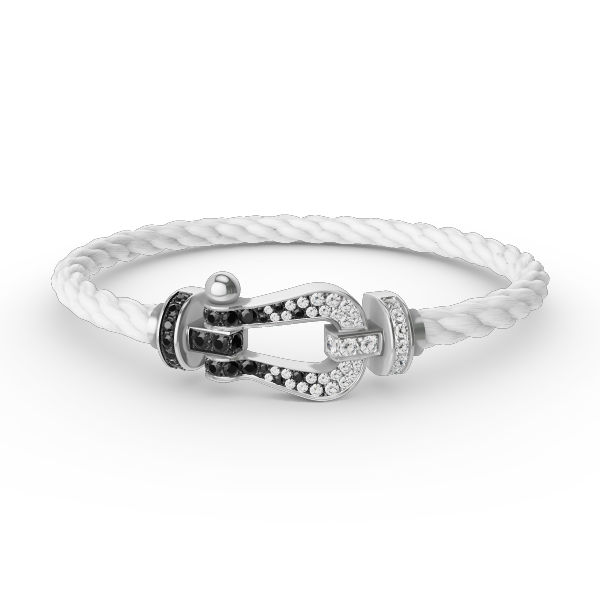 [Kismet Jewels ]FORCE LARGE HORSESHOE BLACK WHITE DIAMOND BRACELET SILVER