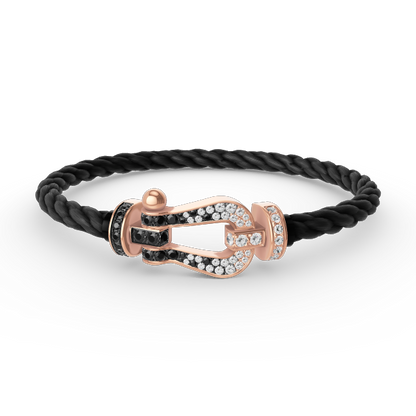 [Kismet Jewels ]FORCE LARGE HORSESHOE BLACK WHITE DIAMOND BRACELET ROSE GOLD