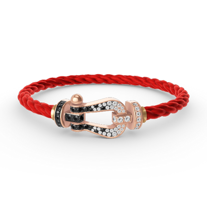 [Kismet Jewels ]FORCE LARGE HORSESHOE BLACK WHITE DIAMOND BRACELET ROSE GOLD