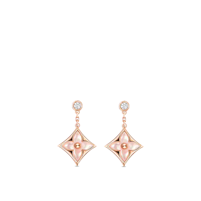 [Kismet Jewels ]DOUBLE STAR PINK GOLD MOP DROP EARRINGS