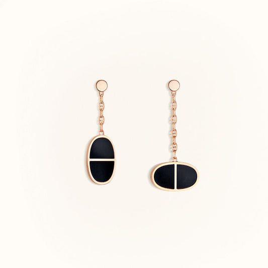 [Kismet Jewels ]CHAINE VERSO BLACK CERAMIC EARRINGS