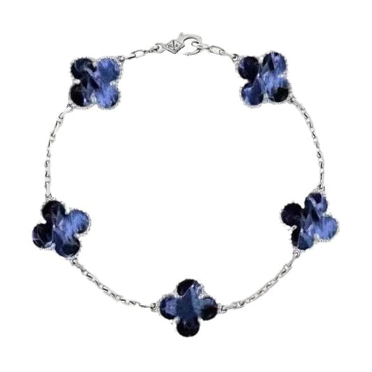 [Kismet Jewels ]CLOVER 5 MOTIF PIETERSITE SILVER BRACELET