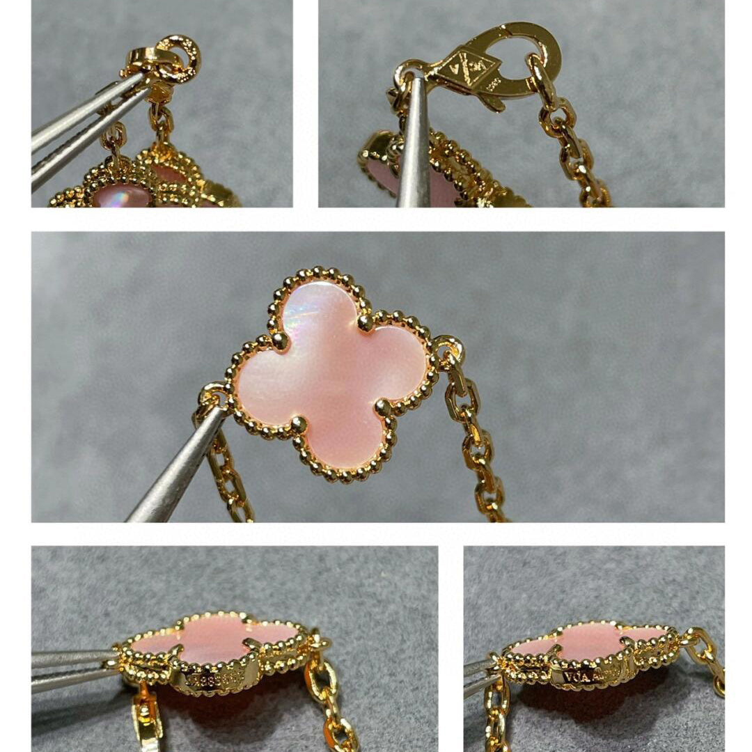 [Kismet Jewels ]CLOVER 10 MOTIFS PINK MOP NECKLACE